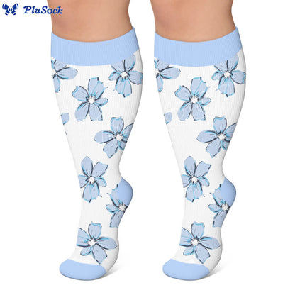 Chaussettes de compression à fleurs rose poudré grandes tailles - image 6