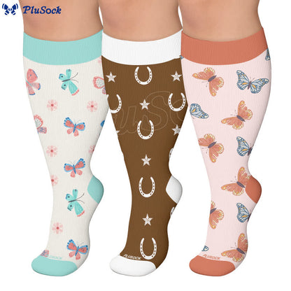 Chaussettes de compression papillon porte-bonheur fer à cheval grande taille - image 0