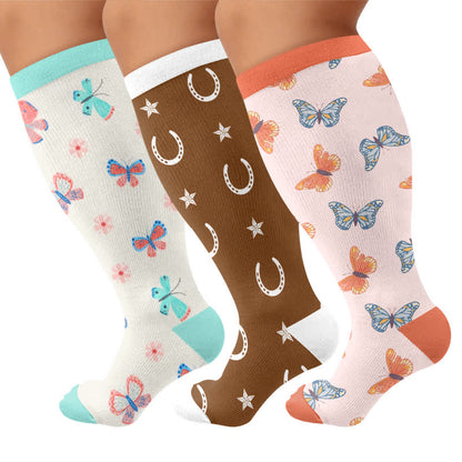Chaussettes de compression papillon porte-bonheur fer à cheval grande taille - image 4