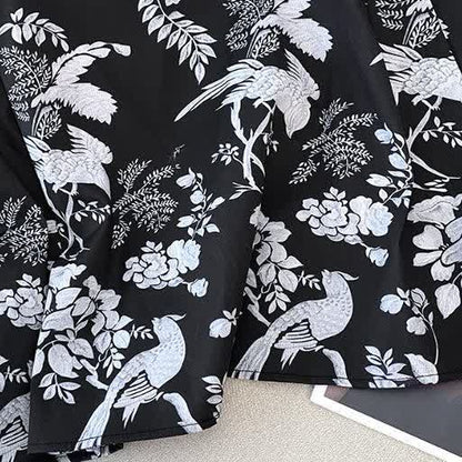 Ensembles d'été 2 pièces grande taille : haut à col mandarin et boutons brandebourg et jupe à imprimé floral - image 10