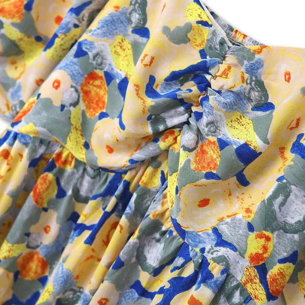 Robe d'été légère à manches bouffantes et imprimé floral, grande taille empire - image 2