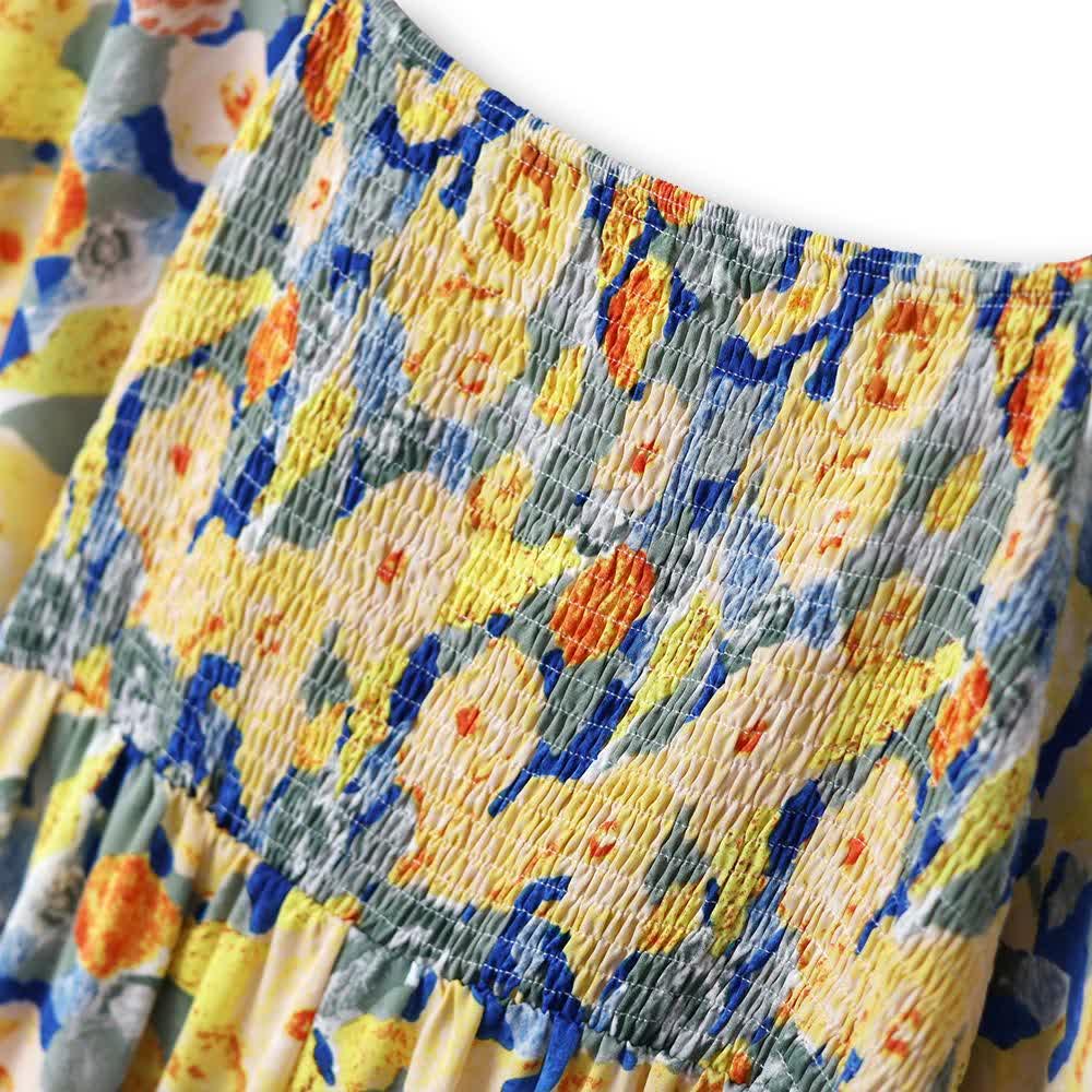 Robe d'été légère à manches bouffantes et imprimé floral, grande taille empire - image 4
