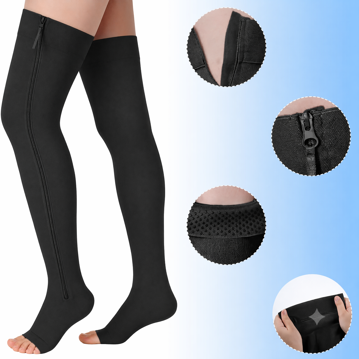 Chaussettes de compression à fermeture éclair latérale - image 3