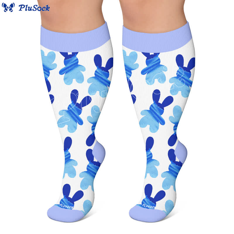 Chaussettes de compression patchwork lapin grande taille - image 4