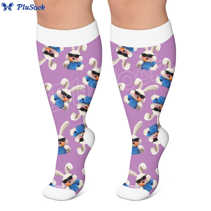 Chaussettes de compression patchwork lapin grande taille - image 6