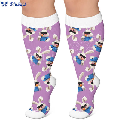 Chaussettes de compression patchwork lapin grande taille - image 6