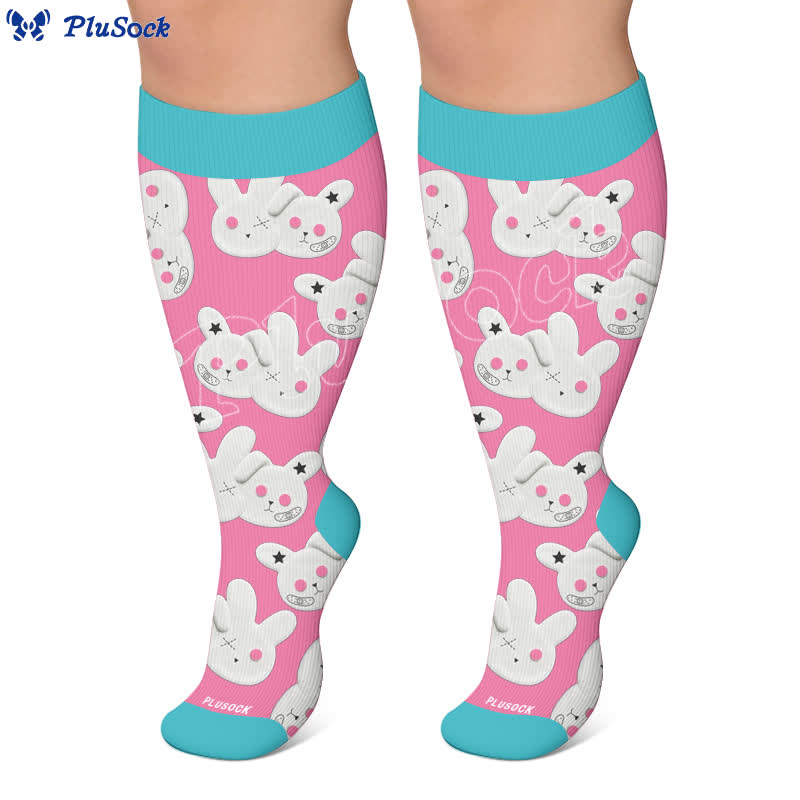Chaussettes de compression patchwork lapin grande taille - image 5