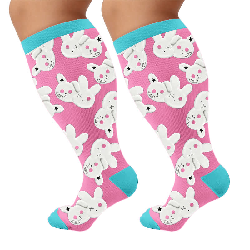 Chaussettes de compression patchwork lapin grande taille - image 9