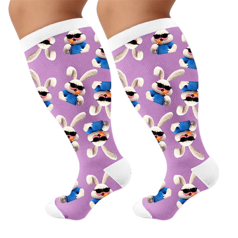 Chaussettes de compression patchwork lapin grande taille - image 10