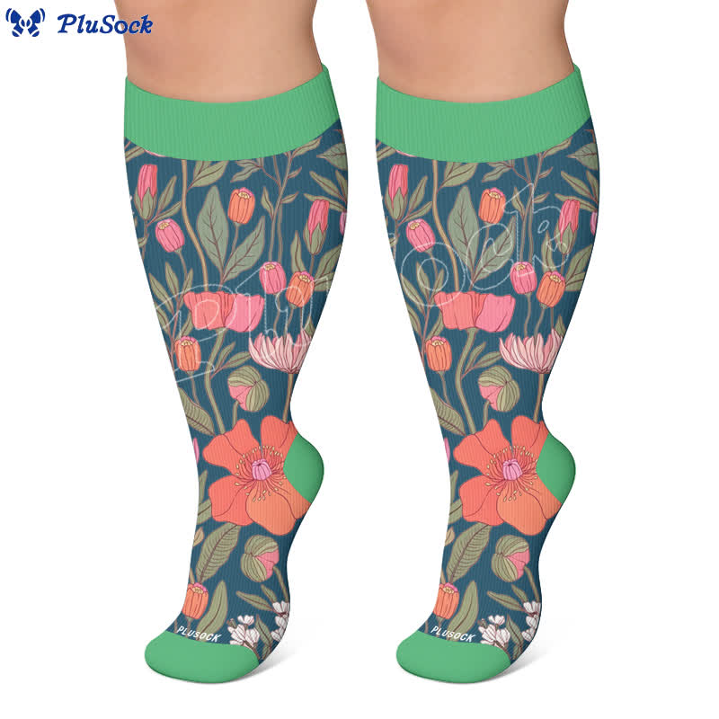 Chaussettes de compression Fuchsia Garden grandes tailles - image 6