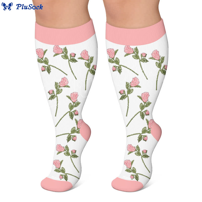 Chaussettes de compression Fuchsia Garden grandes tailles - image 5