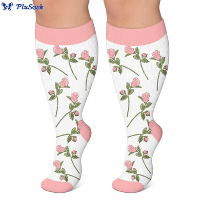 Chaussettes de compression Fuchsia Garden grandes tailles - image 5