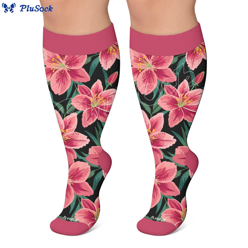 Chaussettes de compression Fuchsia Garden grandes tailles - image 4