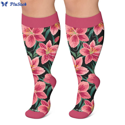 Chaussettes de compression Fuchsia Garden grandes tailles - image 4