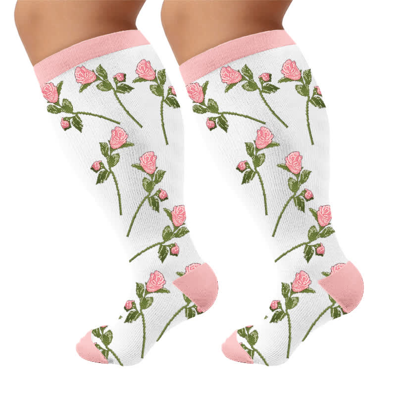 Chaussettes de compression Fuchsia Garden grandes tailles - image 9