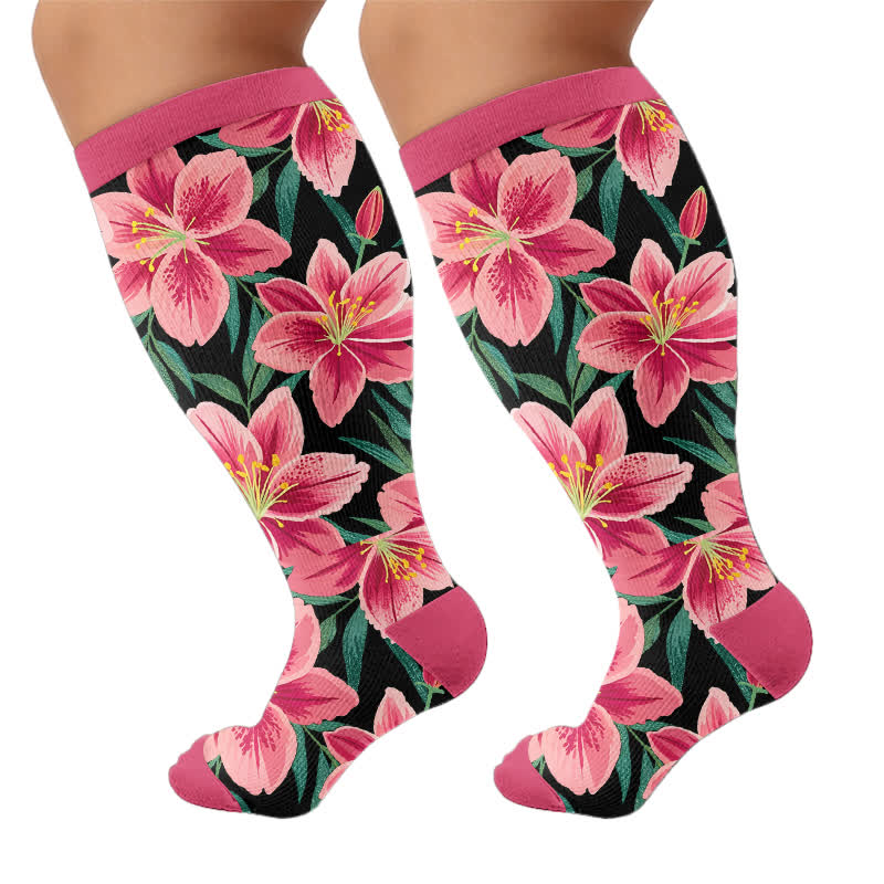Chaussettes de compression Fuchsia Garden grandes tailles - image 8
