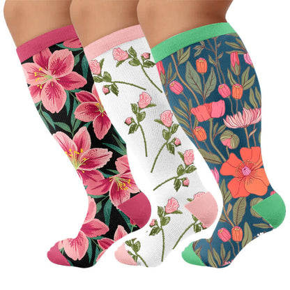 Chaussettes de compression Fuchsia Garden grandes tailles - image 7
