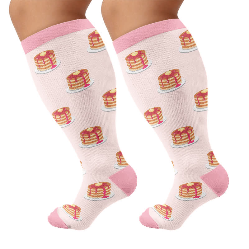 Chaussettes de compression grandes tailles Pancake Cookie - Rose - 4XL - image 5