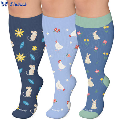 Chaussettes de compression Bunny Bloom grandes tailles - image 0