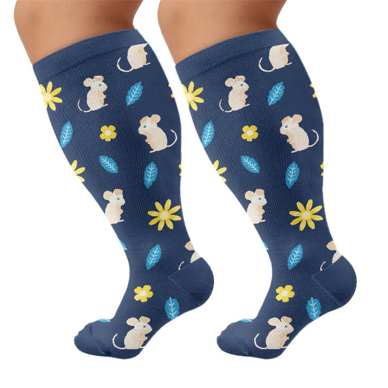 Chaussettes de compression Bunny Bloom grandes tailles - Bleu marine - 4XL - image 7