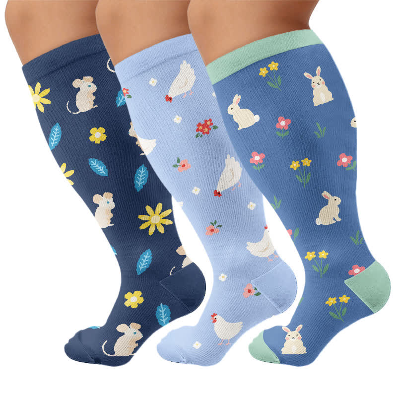 Chaussettes de compression Bunny Bloom grandes tailles - image 4