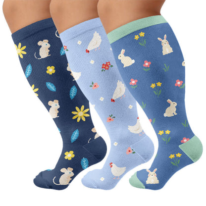 Chaussettes de compression Bunny Bloom grandes tailles - image 4