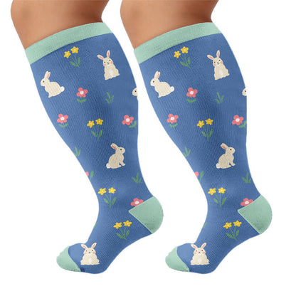 Chaussettes de compression Bunny Bloom grandes tailles - Bleu - 4XL - image 5
