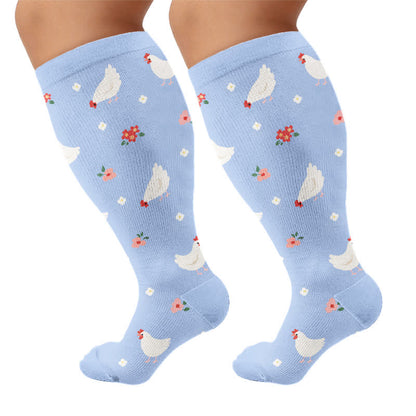 Chaussettes de compression Bunny Bloom grandes tailles - Bleu clair - 4XL - image 9