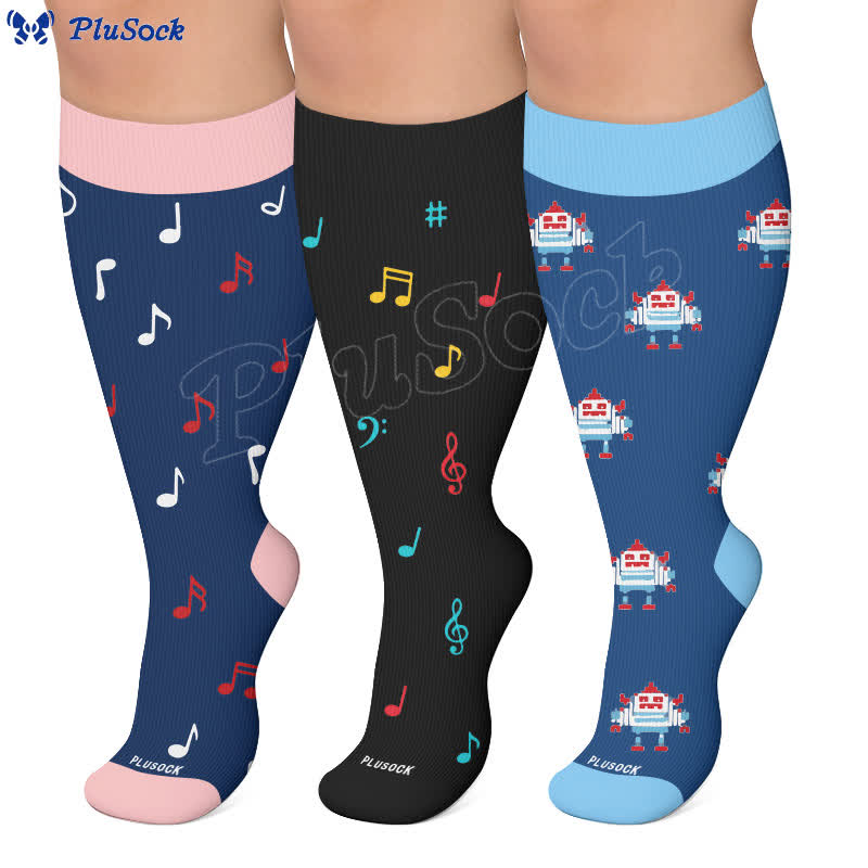Chaussettes de compression Music Robot grande taille - image 0