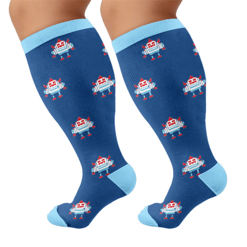 Chaussettes de compression Music Robot grande taille - Bleu - 4XL - image 9