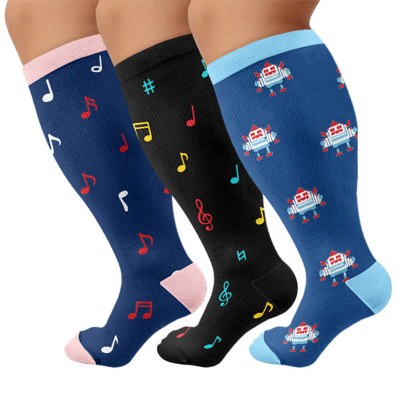 Chaussettes de compression Music Robot grande taille - image 4