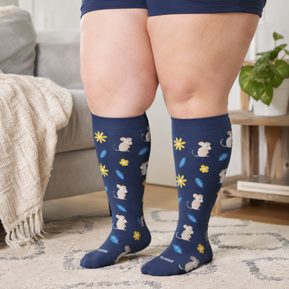 Chaussettes de compression Bunny Bloom grandes tailles - image 1