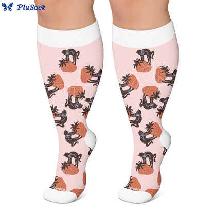 Chaussettes de compression grandes tailles à rayures en forme de cœur et de chat - image 6
