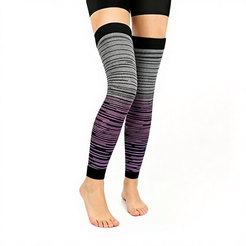 Manchons de compression montants à rayures dégradées (3 paires) - Violet - L/XL - image 1