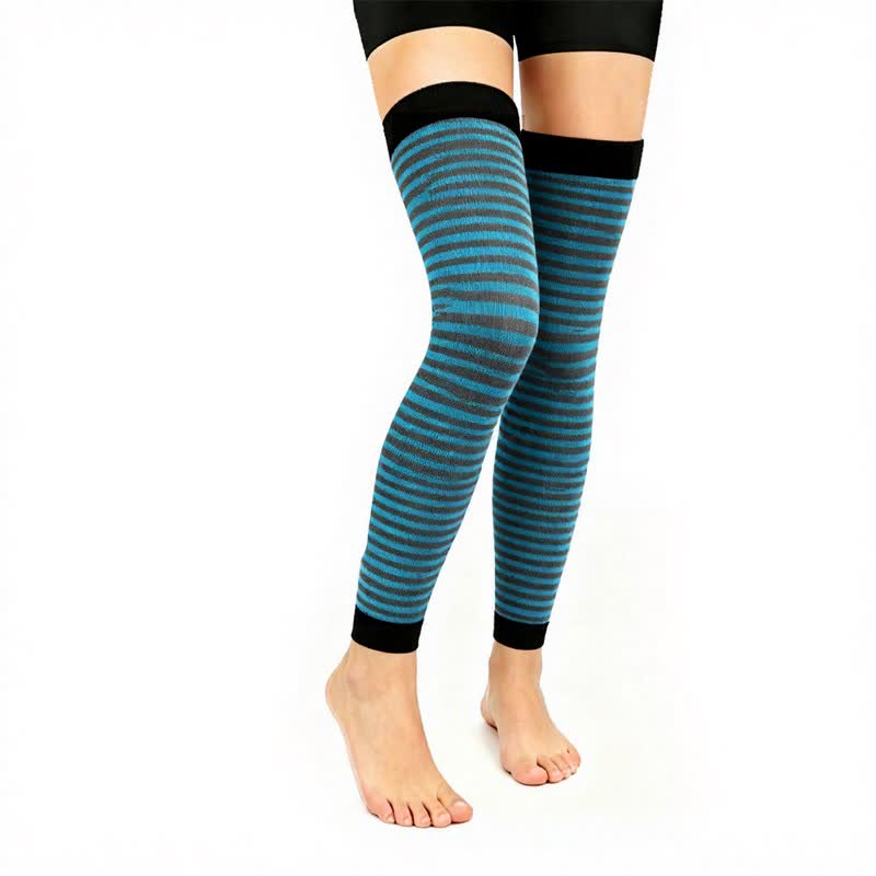 Manchons de compression montants de cuisse gris et bleu à blocs de couleurs (3 paires) - Bleu - L/XL - image 1