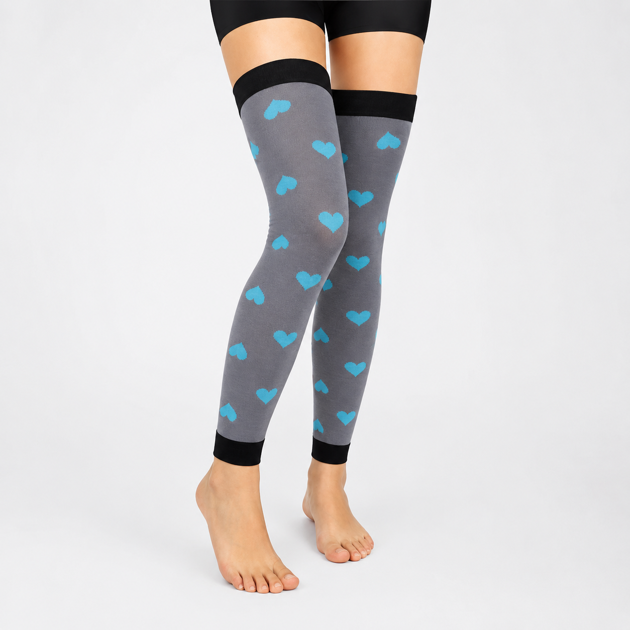 Manchons de compression montants de cuisse gris et bleu à blocs de couleurs (3 paires) - Gris - L/XL - image 3