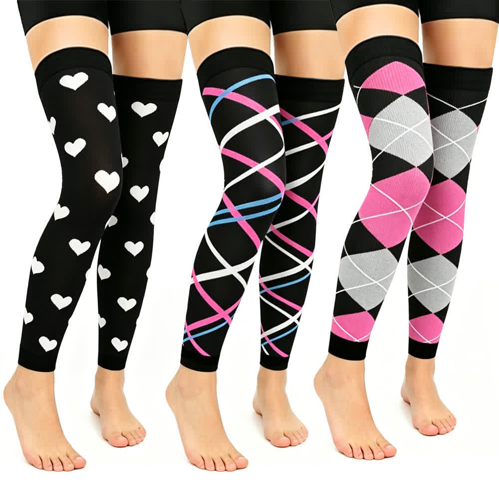 Manchons de compression montants de cuisse bicolores noir et rose (3 paires) - Multicolore - L/XL - image 0