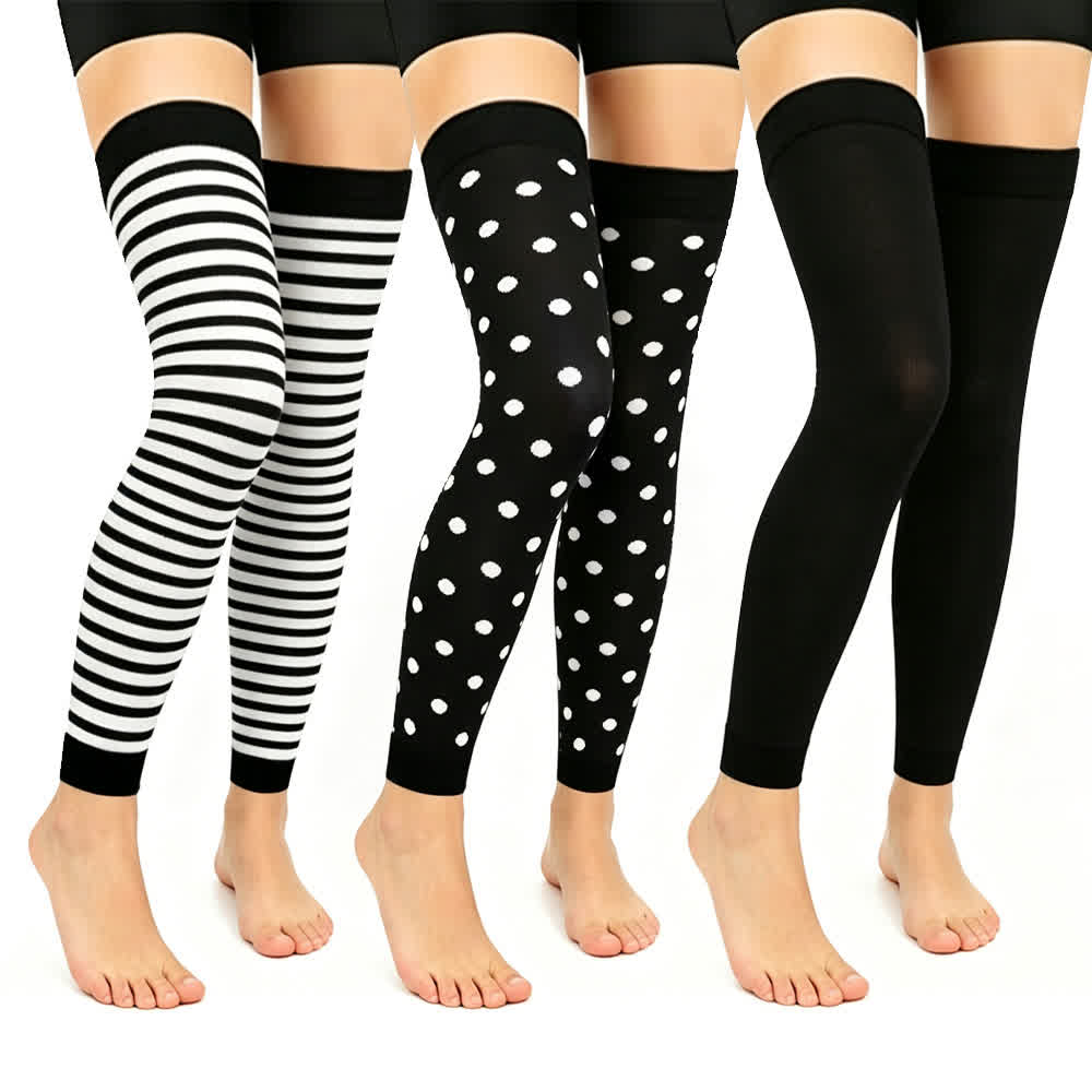 Manchons de compression noirs classiques montants vers les cuisses (3 paires) - Multicolore - L/XL - image 0