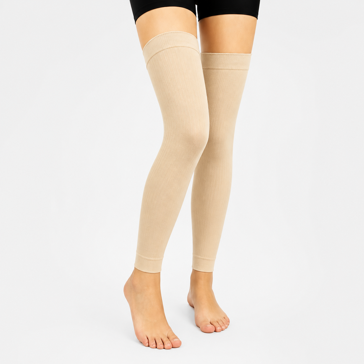 Manchons de compression hauts pour cuisses, couleur unie (3 paires) - Nu - L/XL - image 1