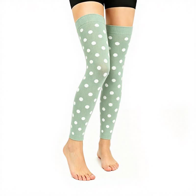 Manchons de compression à pois verts montants jusqu'aux cuisses (3 paires) - Vert - L/XL - image 1