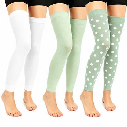 Manchons de compression à pois verts montants jusqu'aux cuisses (3 paires) - Multicolore - L/XL - image 0