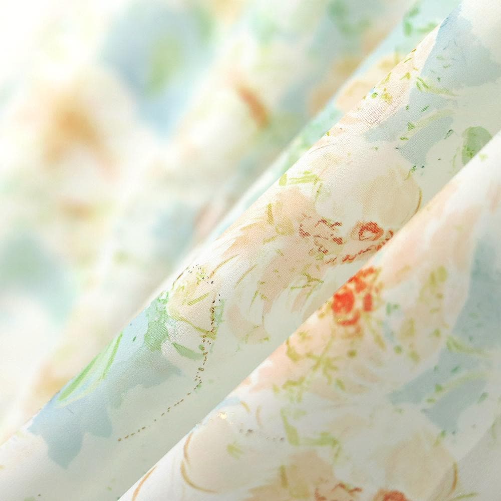 Robe longue d'été grande taille à col carré, bordure en dentelle et imprimé floral, manches bouffantes - image 4