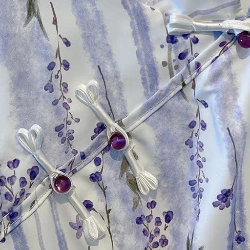 Robe maxi d'été grande taille à rayures florales et col mandarin - image 2
