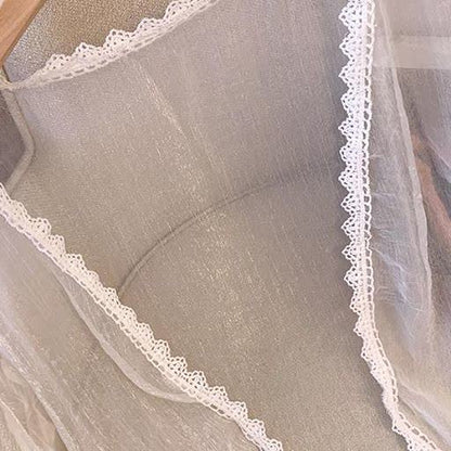 Ensemble robe d'été grande taille, cardigan transparent léger à fleurs et col en V, à volants et col V - image 3
