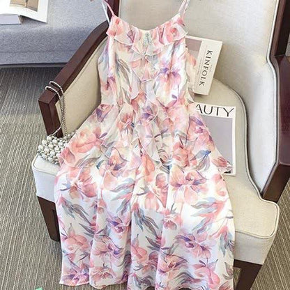 Ensemble robe d'été grande taille, cardigan transparent léger à fleurs et col en V, à volants et col V - image 5