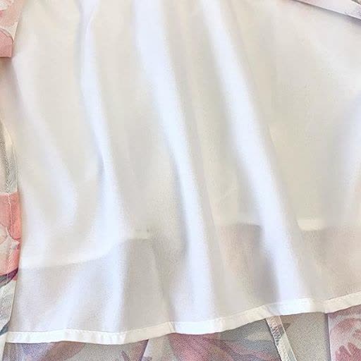 Ensemble robe d'été grande taille, cardigan transparent léger à fleurs et col en V, à volants et col V - image 10