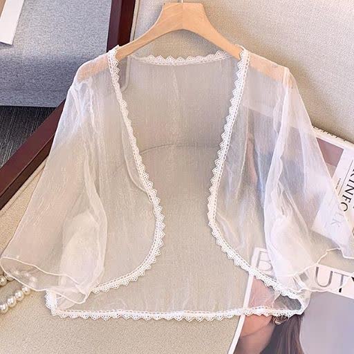 Ensemble robe d'été grande taille, cardigan transparent léger à fleurs et col en V, à volants et col V - image 2