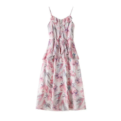 Ensemble robe d'été grande taille, cardigan transparent léger à fleurs et col en V, à volants et col V - Robe nuisette mi-longue - 6XL - image 12