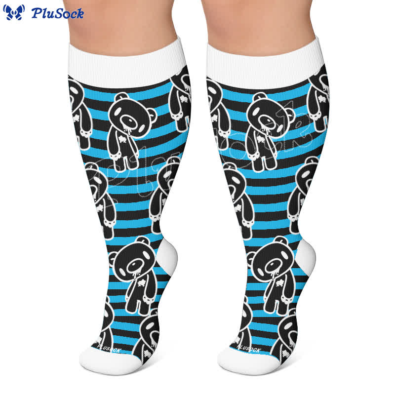 Chaussettes de compression grandes tailles à rayures rouges et tête de chauve-souris - image 6