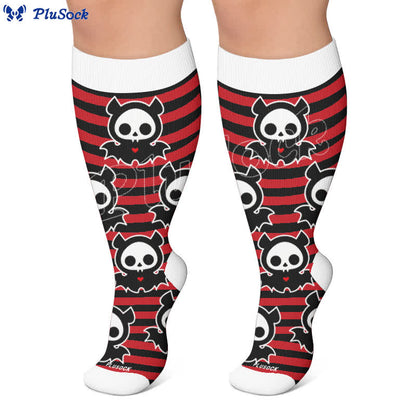 Chaussettes de compression grandes tailles à rayures rouges et tête de chauve-souris - image 4